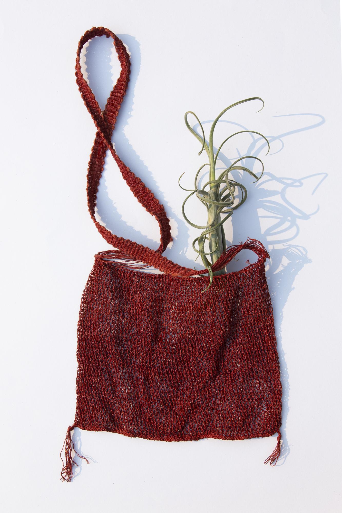Embroidered tote with botanical motif